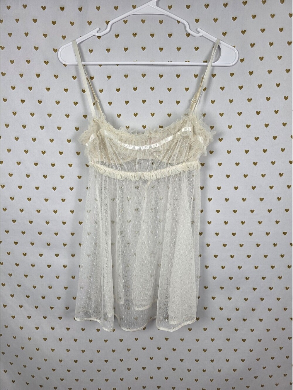 Victorias Secret Vintage Ruffled Sheer Babydoll Nightie Y2k 34C Underwire